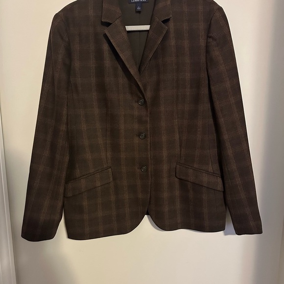 Lands' End Brown Blazer Button Down Wool Blend Size 16 Perfect Condtion - Picture 2 of 7